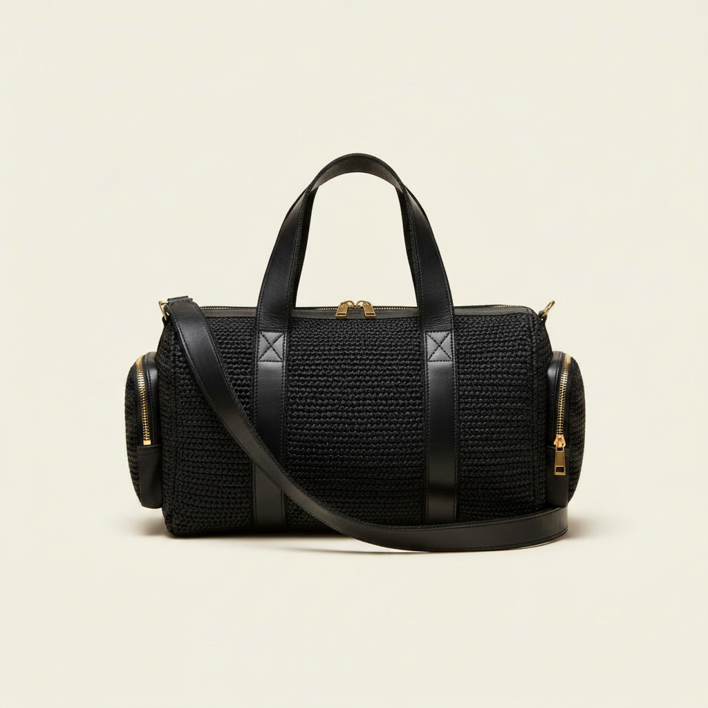 Sac Noir Brut Travel – Grand Cabas en Raphia Fait Main | Mahay Paris
