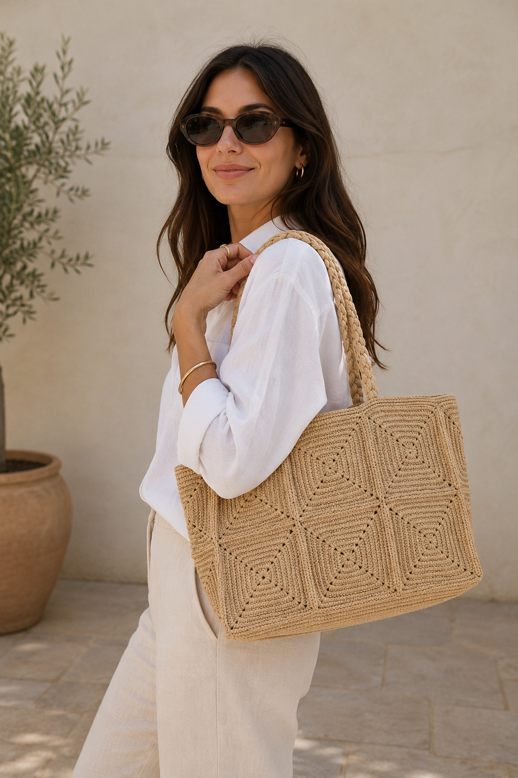 Sac LENA NATURE – Grand Cabas en Raphia Naturel Fait Main | Mahay Paris