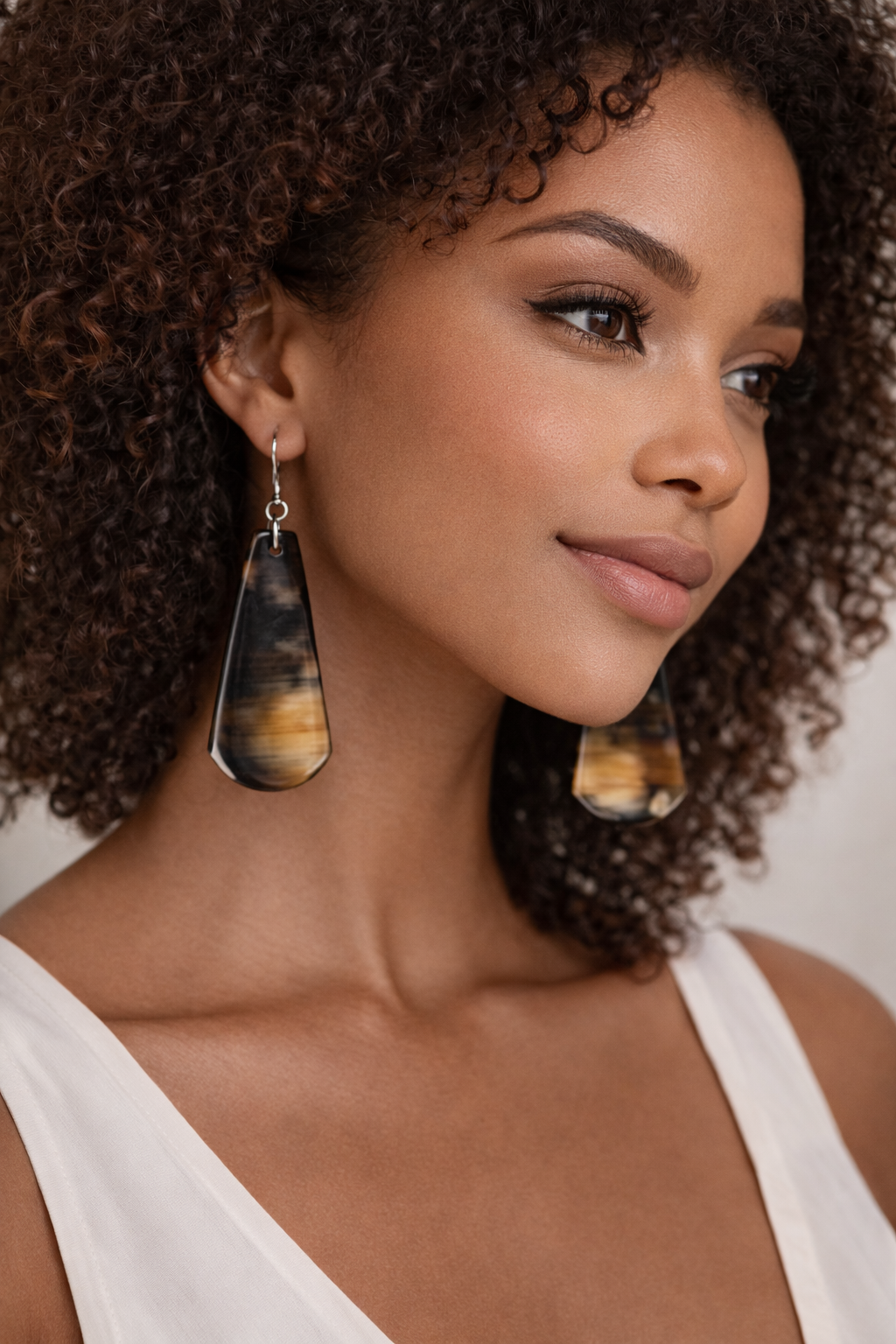 Boucles d'oreilles Seine – Corne de Zébu Artisanale
