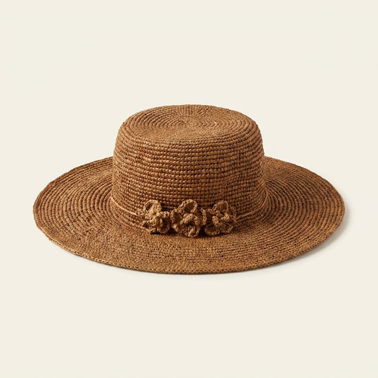 Chapeau ROSEA en Raphia naturel de Madagascar