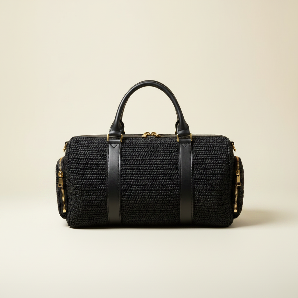 Sac Noir Brut Travel – Grand Cabas en Raphia Fait Main | Mahay Paris