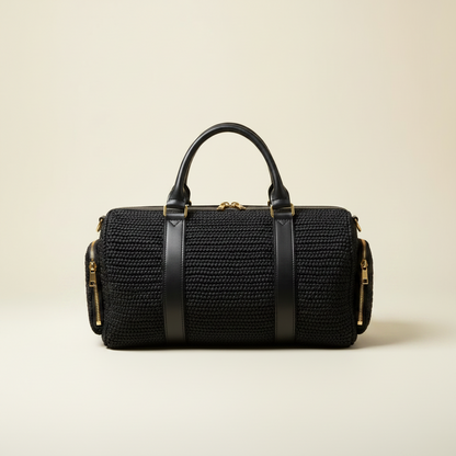Sac Noir Brut Travel – Grand Cabas en Raphia Fait Main | Mahay Paris