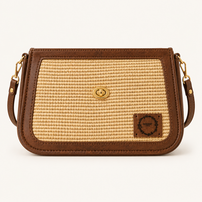 Sac HASINA en Cuir- Raphia Naturel | Sac Artisanal Madagascar – Mahay Paris
