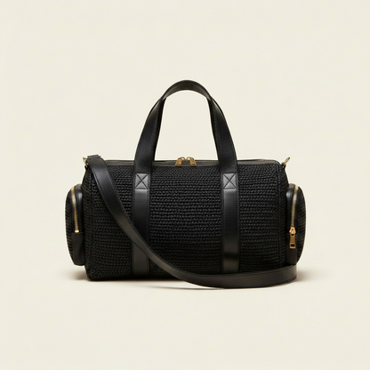 Sac Noir Brut Travel – Grand Cabas en Raphia Fait Main | Mahay Paris