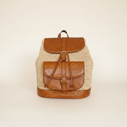 Sac à Dos Noémie – Backpack en Raphia Naturel Fait Main | Mahay Paris