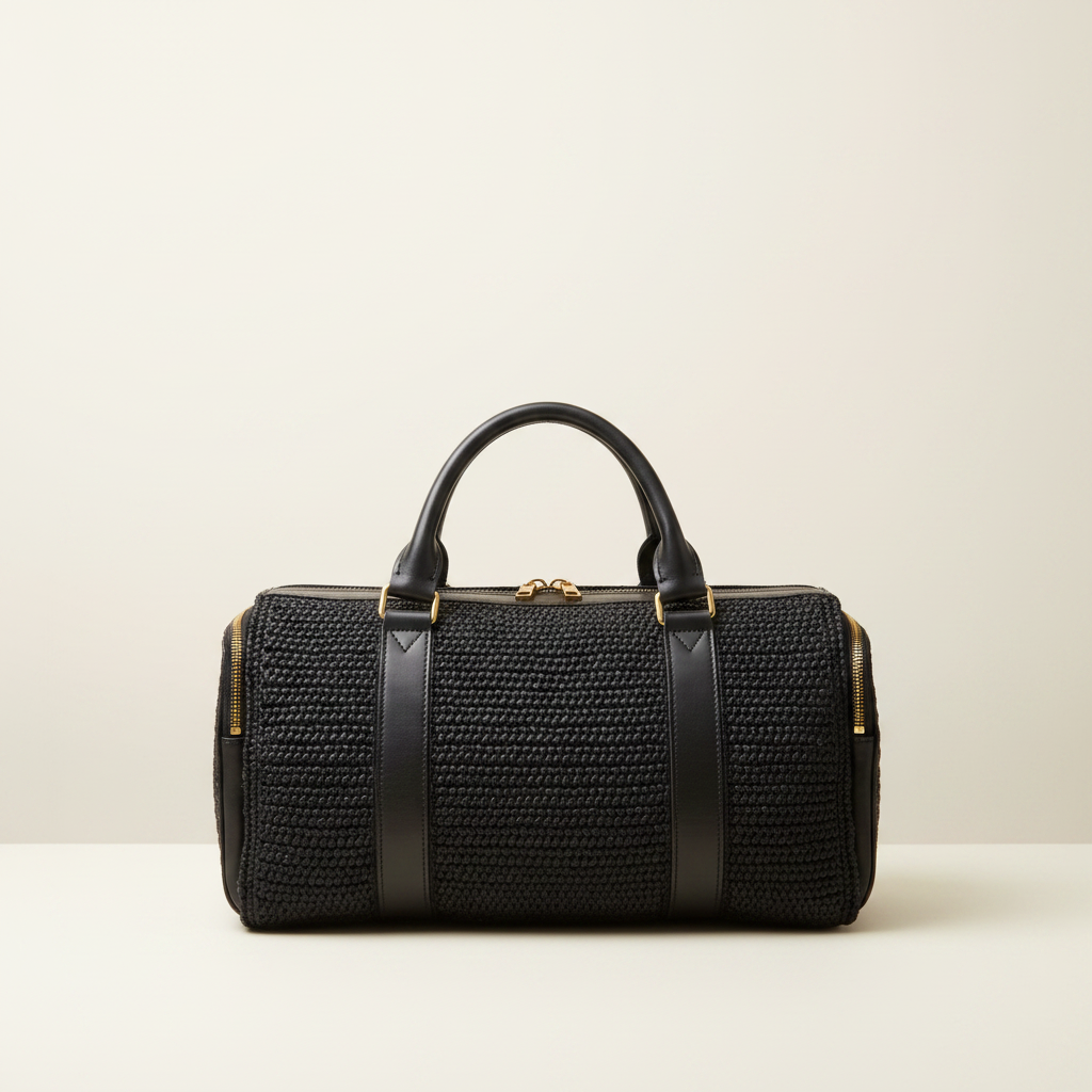 Sac Noir Brut Travel – Grand Cabas en Raphia Fait Main | Mahay Paris