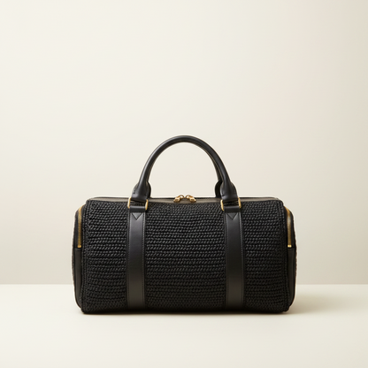 Sac Noir Brut Travel – Grand Cabas en Raphia Fait Main | Mahay Paris