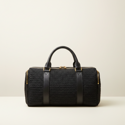 Sac Noir Brut Travel – Grand Cabas en Raphia Fait Main | Mahay Paris