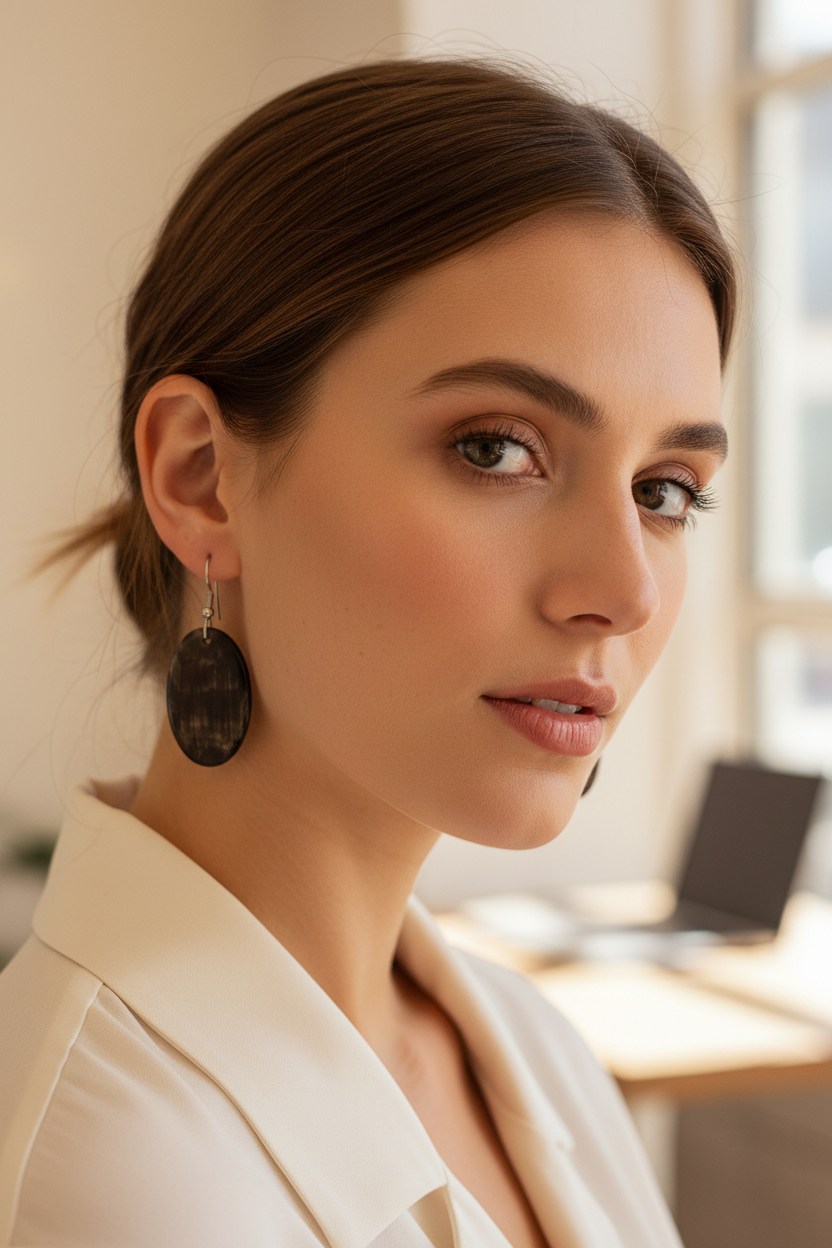 Boucles d'Oreilles en Corne Naturelle Laura | Bijou Artisanal Madagascar – Mahay Paris