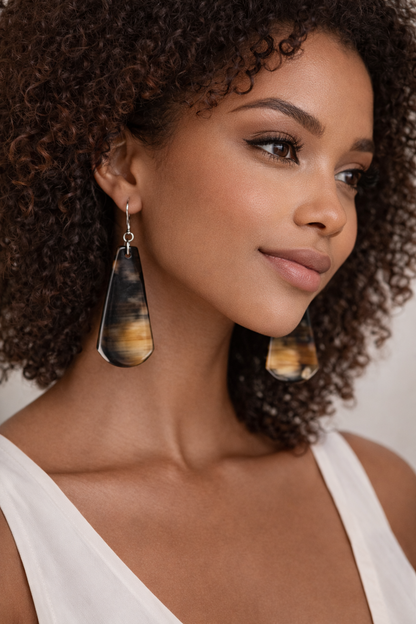 Boucles d'oreilles Seine – Corne de Zébu Artisanale
