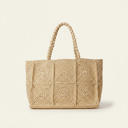 Sac LENA NATURE – Grand Cabas en Raphia Naturel Fait Main | Mahay Paris