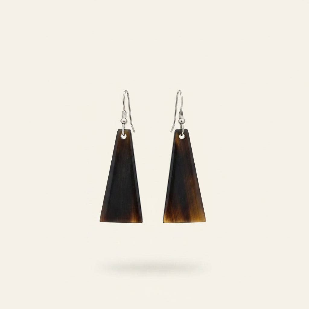 Boucles d'Oreilles Vermeil  en Corne Naturelle | Bijou Artisanal Madagascar – Mahay Paris