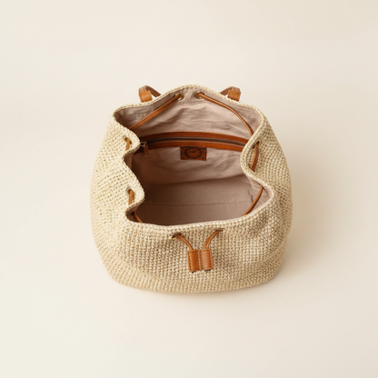 Sac à Dos Noémie – Backpack en Raphia Naturel Fait Main | Mahay Paris