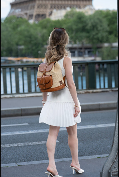 Sac à Dos Noémie – Backpack en Raphia Naturel Fait Main | Mahay Paris